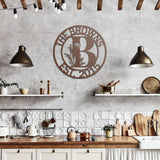 Family Name Floral Initial Metal Wall Art