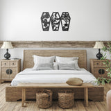 Halloween 3 Panel Scary Coffins Metal Wall Art