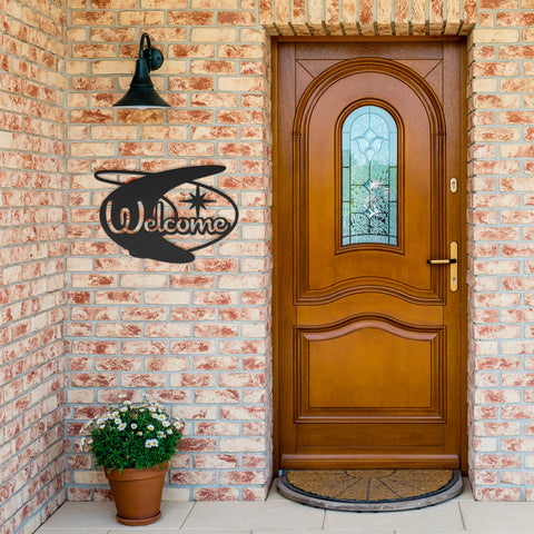 Mid Century Welcome Metal Sign