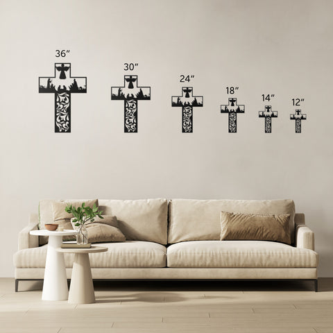 Nativity Cross Metal Wall Art