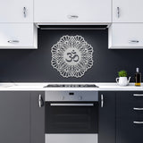 Om Mandala Flower Metal Wall Art