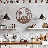 Palm Tree Beach House Metal Sign