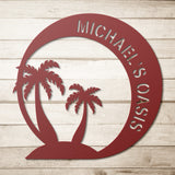 Palm Trees Oasis Beach House Metal Sign