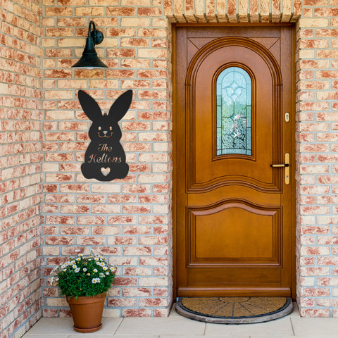 Personalized Easter Bunny Metal Door Hanger