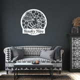 Personalized_Honey_Bee_Hive_Sign_White_Dark_Living_Room_Mockup.png