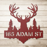 Deer Antlers House Number / Street Address Metal Sign