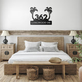 Tropical Palm Trees House Number Street Address Metal Sign