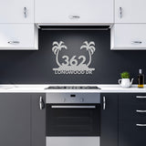 Tropical Palm Trees House Number Street Address Metal Sign