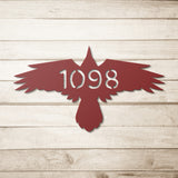 Viking Themed Raven House Number Metal Sign