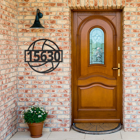 Volleyball House Number Metal Sign