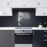 AR15 Waving American Flag Metal Wall Art