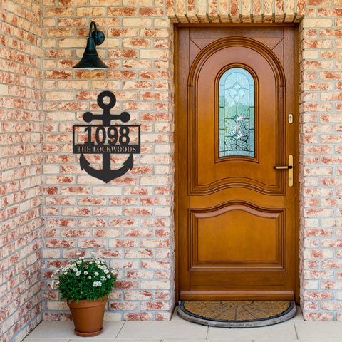 Anchor House Number Metal Sign