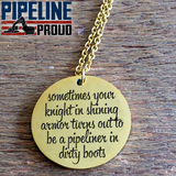 Pipeliner Wife Stainless Steel/Gold Laser Engraved Necklace