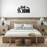 Cactus Mountains Western House Number Metal Wall Art