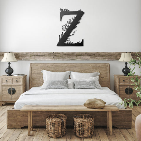 Floral Letter Metal Wall Art