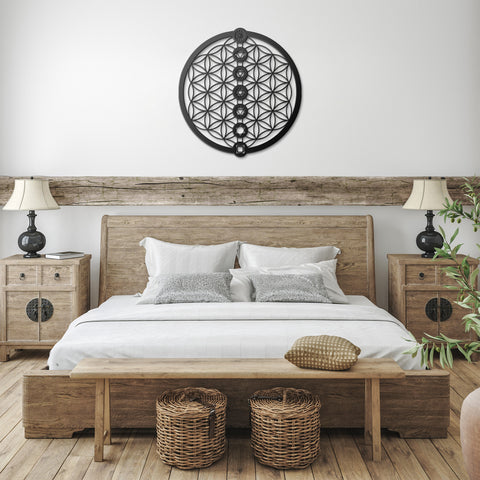 Flower of Life with 7 Chakras Metal Wall Art