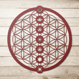 Flower of Life with 7 Chakras Metal Wall Art