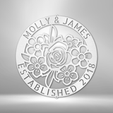 Floral Ring Monogram - Steel Sign