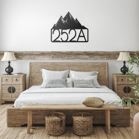 Mountains House Number Metal Sign