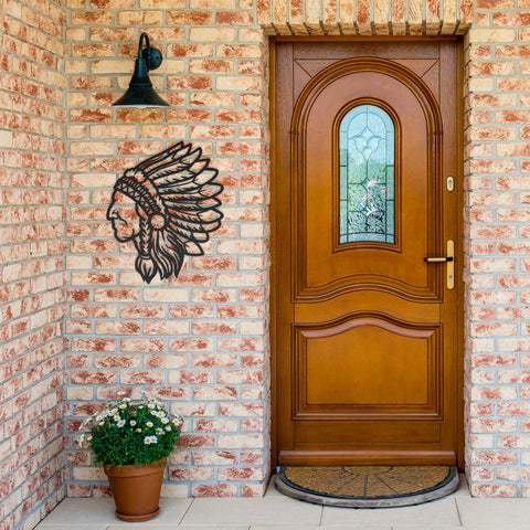 Native American Chief Metal Wall Art