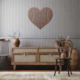 Personalized Baseball Heart Message Metal Art