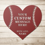 Personalized Baseball Heart Message Metal Art