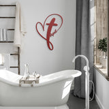 Personalized Cross Heart Metal Sign