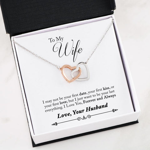 "To My Wife - First Forever Always" Interlocking Heart Necklace
